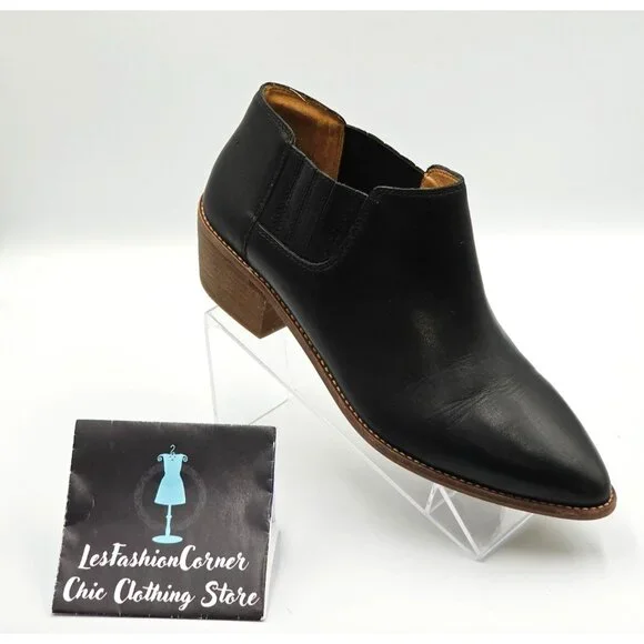 Madewell Women's Black Leather Myles Slip-On Ankle Booties  Size 10 2323 - Picture 15 of 16